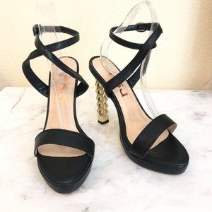 FSJ Size 8 Black Sexy Chain High Heel